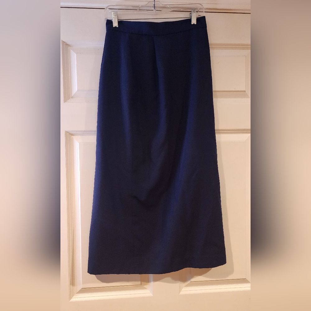 Focus 2000 by Charles Glueck vintage navy blue lined maxi dress skirt size 10